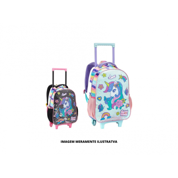 MOCHILA - SEANITE - ESCOLAR DE RODINHAS UNICORNIO GOOD VIBES